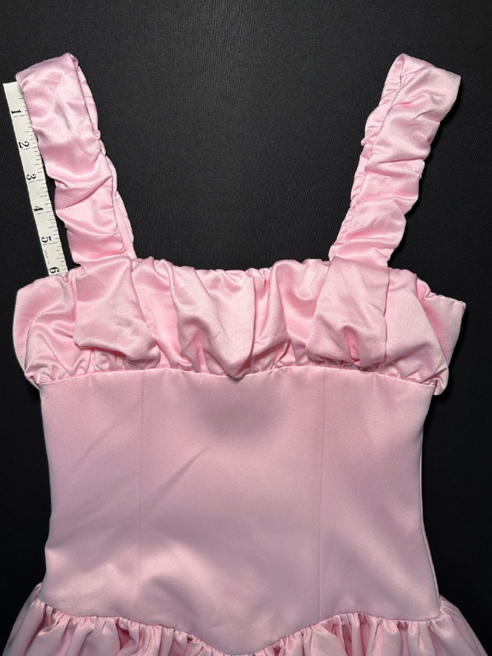 Miss Circle Aubrey Pink Satin Bubble Hem Mini Dress - Picture 12 of 13